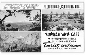 TUMBLE INN CAFE Redmond, Oregon Speed-O-Map US 97 Roadside 1953 Vintage Postcard