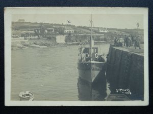 Cornwall ST. MAWES Passenger Ferry at Harbour Quay Side c1920s RP Postcard by HH