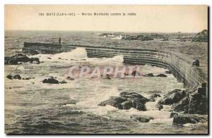 Old Postcard Batz Loire inf Maree Montante against the jetty