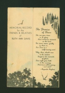 A Memorial Record For Ruth Ann Davis Allegan Michigan 1948