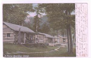 Sporting Camp Log Cabins Maine 1906 postcard