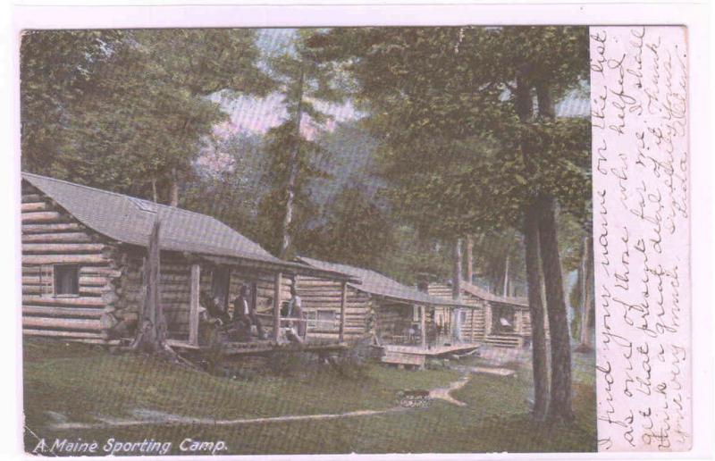 Sporting Camp Log Cabins Maine 1906 Postcard Hippostcard