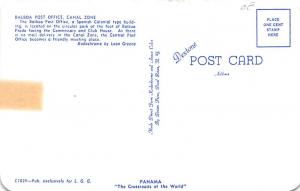 Canal Zone Panama Postcard Balboa Post Office Canal Zone