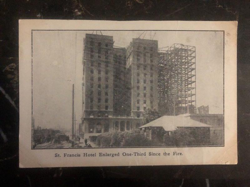 Mint USA RPPC Postcard St Francis Hotel Enlarged One Third After The Fire