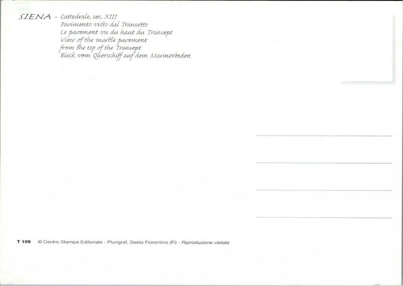 postcard Siena Italy - Siena Cathedral - view of marble floor