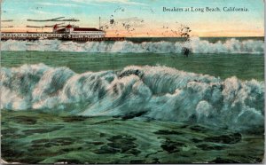 Postcard CA - Breakers at Long Beach