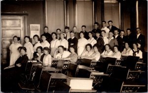 Real Photo Postcard Interior of a Classroom Filled with High School Age Children