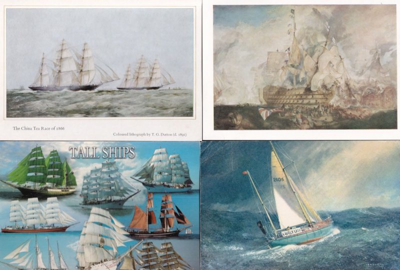 The Lone Sailor Painting Tall Ships 4x Sailing Boat Postcard s