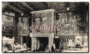 Old Postcard Chateau Keriolet La Salle des Gardes The fireplace