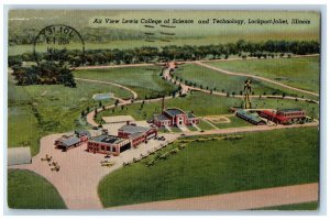 1950 Air View Lewis College Science Technology Lockport-Joliet Illinois Postcard