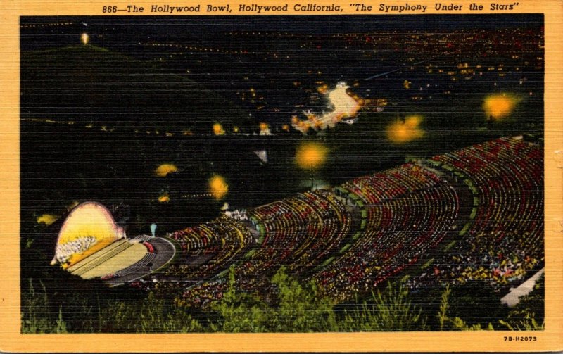 California Hollywood The Hollywood Bowl At Night 1956 Curteich