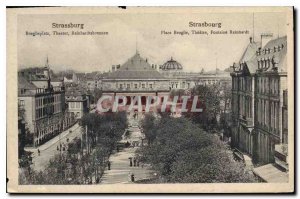 Postcard Old Strasbourg Place Broglie Theater Fontaine Reinhardt