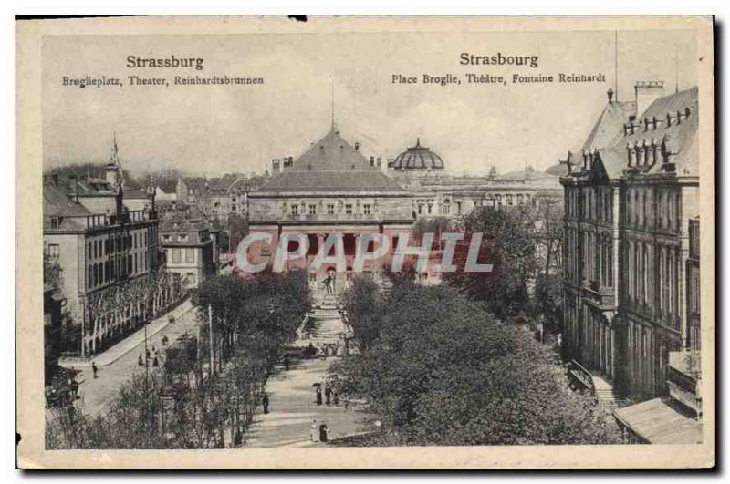 Postcard Old Strasbourg Place Broglie Theater Fontaine Reinhardt