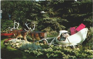 USA Christmas Show Santa's Sleigh And Reindeer Milwaukee Chrome Postcard 03.73