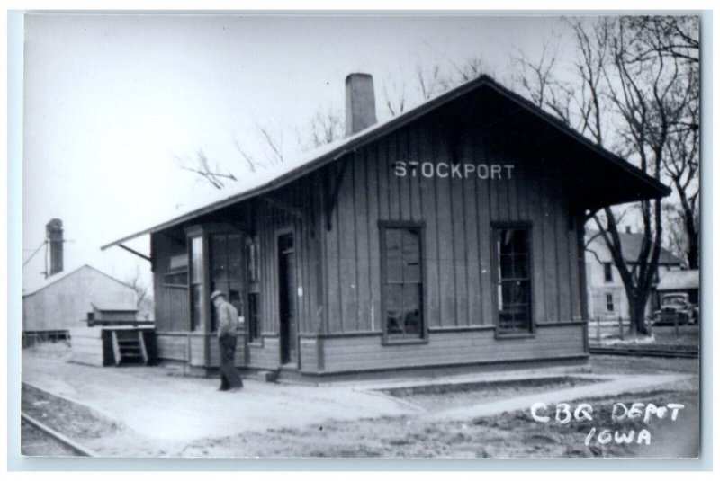 c1960's CBQ Stockport Iowa IA Railroad Train Depot Station RPPC Photo Postcard