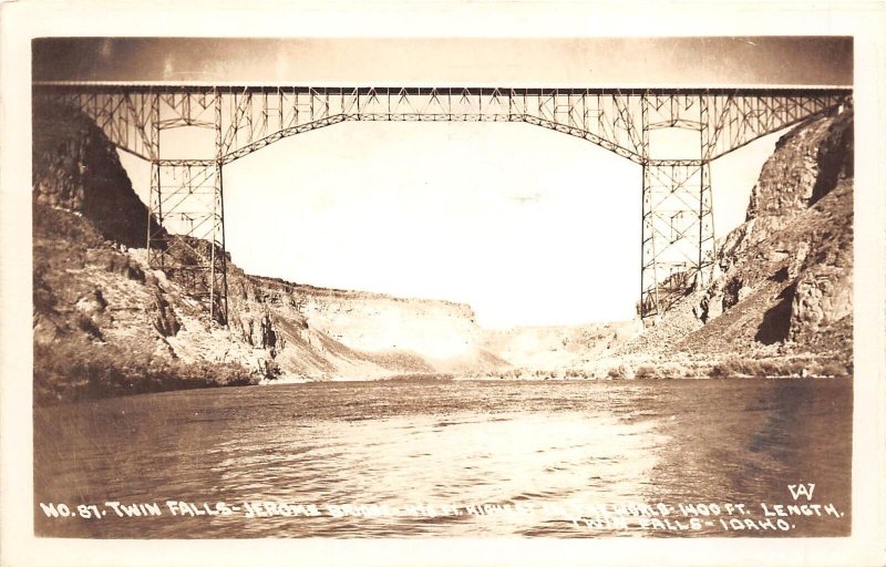 Twin Falls Idaho 1948 RPPC Real Photo Postcard Twin Falls Jerome Bridge