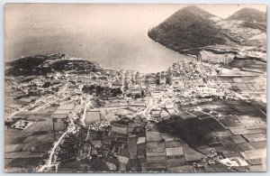 1945 Santa Maria Azores Portugal Aerial View Postcard Real Photo RPPC