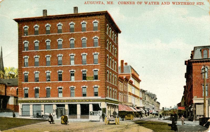 ME - Augusta. Corner of Water and Winthrop Streets