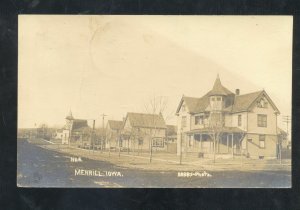 RPPC MERRILL IOWA RESIDESTREET SCENE DABBS VINTAGE REAL PHOTO POSTCARD