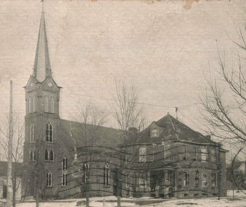 c.1913 St. Francis Xavier Church S. Perry Street Attica Indiana Postcard 2R4-355 