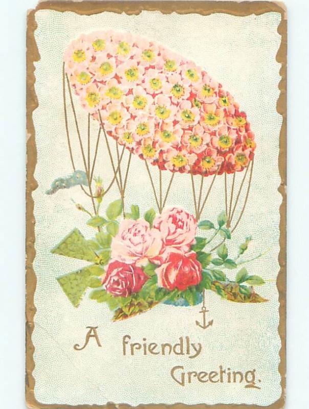 c1910 Beautiful Large ZEPPELIN BALLOON MADE OF FLOWERS AC4954