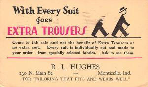 RL Hughes, Trousers Advertising 1933 light postal marking on front