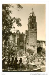 RP; Children laying in fountain in Court Yard of Cathedral, Cuernavaca, Morel...