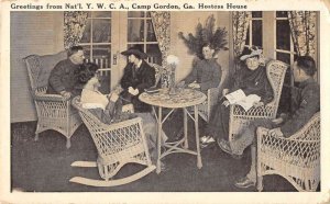 Camp Gordon Georgia YWCA Hostess House Parlor Vintage Postcard AA52332