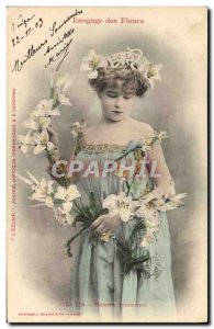 Old Postcard Fantasy Flowers language Le Lis Majesty Innocence