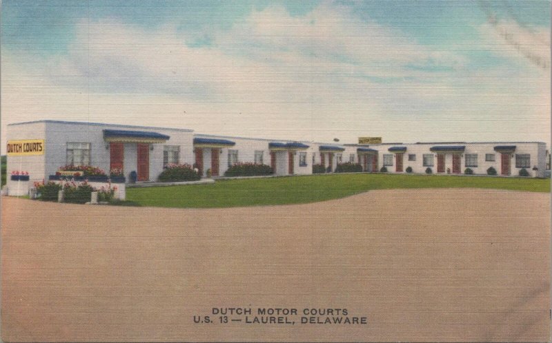 Postcard Dutch Motor Courts Laurel Delaware DE