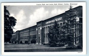 CANTON, Mississippi MS ~ HIGH SCHOOL and JUNIOR HIGH SCHOOL 1957  Postcard