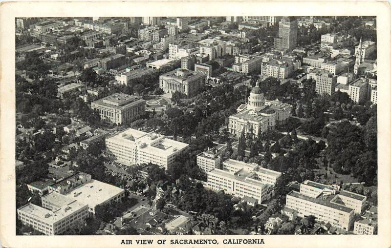 California State Capitol Sacramento California Aerial View pm 1943 Postcard