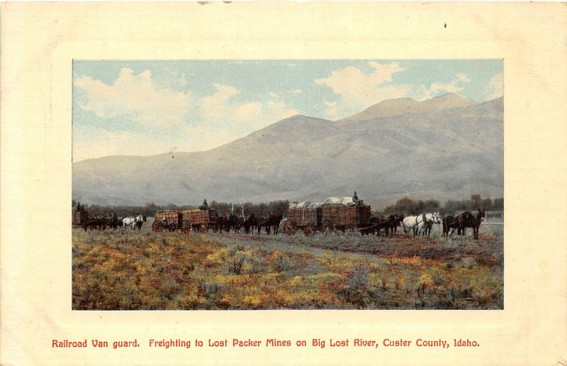 F72/ Big Lost River Custer County Idaho Postcard Horse Freight Mines