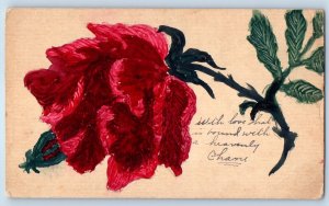 c1910's Red Flower Hand Drawn Art Madison Minnesota MN Antique Posted Postcard
