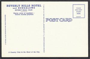 Beverly Hills CA Hotel and Bungalows Linen Postcard 1942