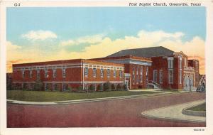 D93/ Greenville Texas Tx Postcard c1930s First Baptist Church Building