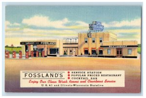 Gas Fossland Restaurant And Gas Station Kenosha Wisconsin WI Vintage Postcard