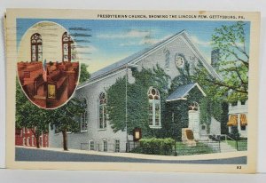 Gettysburg Pa Presbyterian Church Showing Lincoln Pew Postcard N16