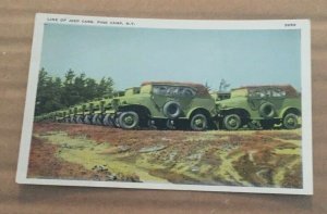 VINTAGE  POSTCARD UNUSED LINE OF JEEPS - ARMY PINE CAMP N.Y.