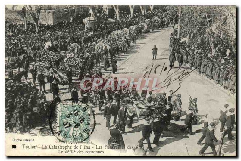 Old Postcard Boat War Catastrophe Toulon L Jena The Funerals of the victims o...