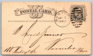 1878  Postal Card   Worcester  Massachusetts   Postcard