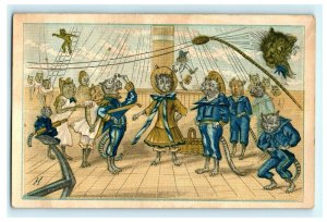 1870's Academy Of Music Little Cats & Kittens Opera Pinafore Cat Sailors P165