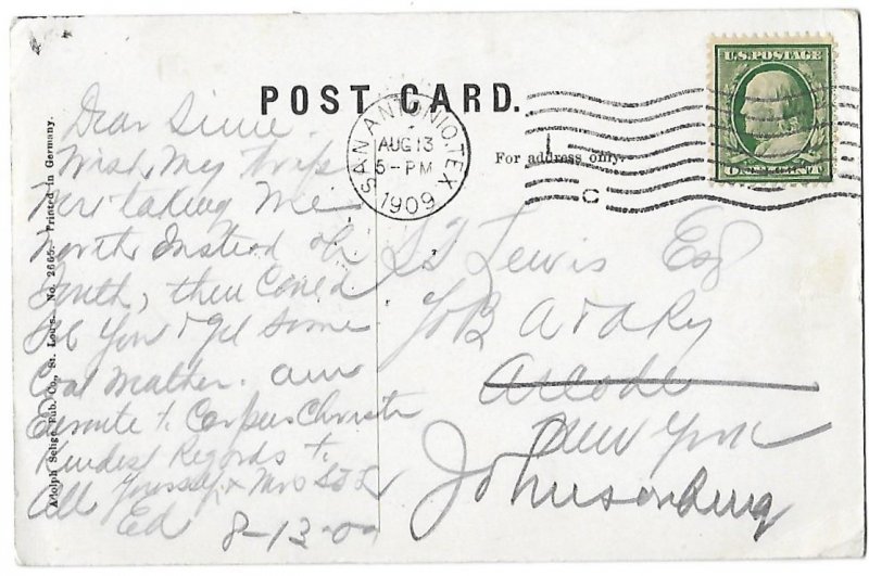 Sunset Railroad Train Depot San Antonio Texas 1909 Mailed  8-13-1909