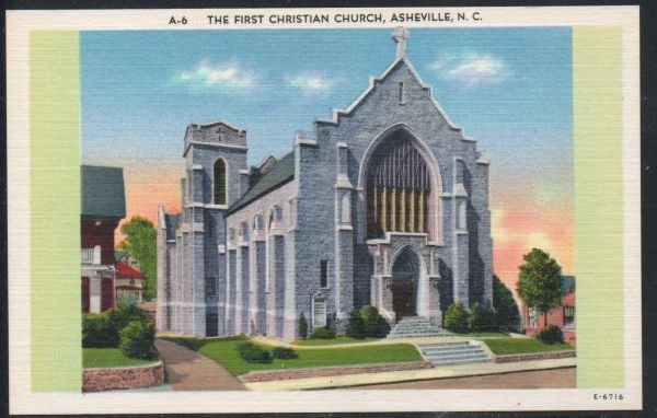 North Carolina colour First Christian Church, Asheville, N.C unused