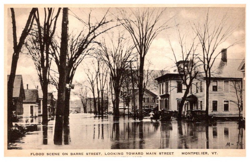 Vermont Montpelier Nov 4th 1927  Flood,  , Barre Street  looking toward Main ...