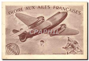 Old Postcard Jet Aviation Glory to the French wings Skydiving