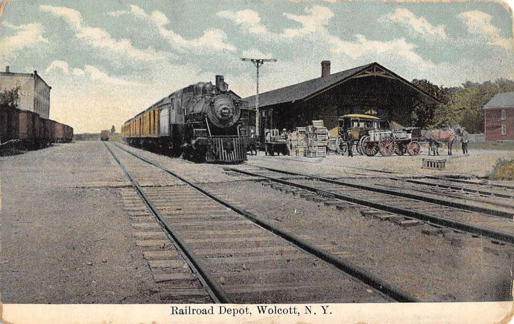 Wolcott New York Railroad Depot Exterior Antique Postcard KK962