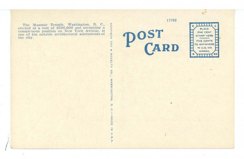 DC - Washington. Masonic Temple