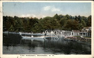 Manchester New Hampshire Lake Massabesic Docks c1900-20s Vintage Postcard