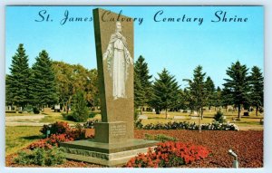 JAMESTOWN, ND ~Shrine ST. JAMES CALVARY CEMETERY 1970s Stutsman County Postcard
